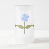 Daisy Flower Blue Frosted Glass Beer Mok (Center)