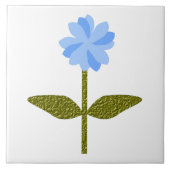 Daisy Flower  Blue Tile Tegeltje (Voorkant)