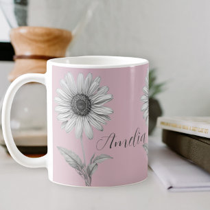 Daisy Flower Boho chique roze naam Koffiemok
