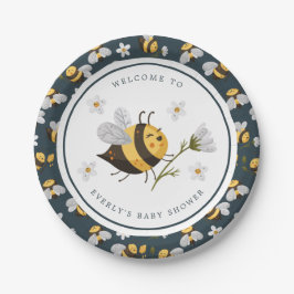 Daisy Flower Bumblebee Bee Baby shower Papieren Bordje