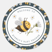 Daisy Flower Bumblebee Bee Baby shower Ronde Sticker (Voorkant)