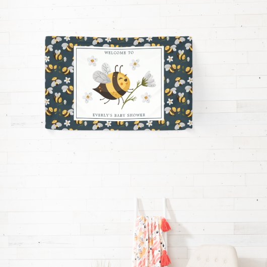 Daisy Flower Bumblebee Bee Baby shower Spandoek (Insitu)