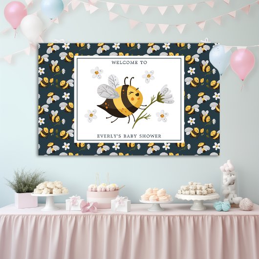 Daisy Flower Bumblebee Bee Baby shower Spandoek