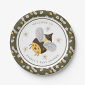 Daisy Flower Bumblebee Bee Green Baby shower Papieren Bordje (Voorkant)