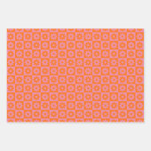 Daisy Flower Checkered Patroon Roze & Sinaasappel Inpakpapier Vel (Voorkant 2)
