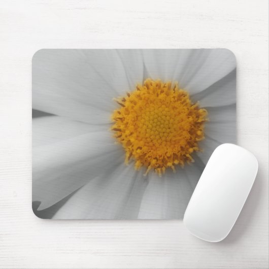 Daisy Flower Close Black White Mousepad Muismat (Met muis)