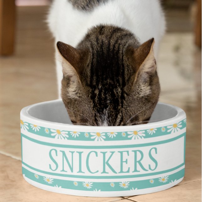 Daisy Flower Cute Persoonlijke naam Voerbakje (Creator heeft geüpload)