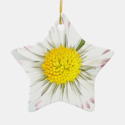Daisy Flower Dble-Sided Star-Ornament Keramisch Ornament (Voorkant)