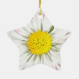 Daisy Flower Dble-Sided Star-Ornament Keramisch Ornament