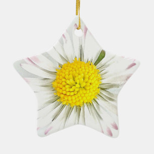 Daisy Flower Dble-Sided Star-Ornament Keramisch Ornament