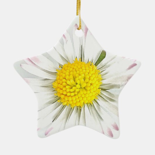 Daisy Flower Dble-Sided Star-Ornament Keramisch Ornament (Achterkant)