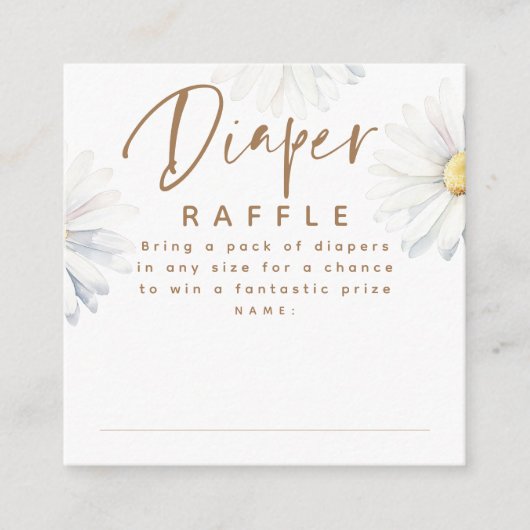 Daisy Flower Diaper Raffle Baby shower Tickets Informatiekaartje (Voorkant)