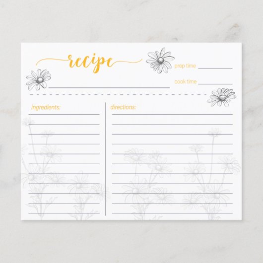 Daisy Flower Field Recipcard (Voorkant)