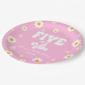 Daisy Flower Five is een vibe 5e verjaardagsfeestj Papieren Bordje (Gekanteld)