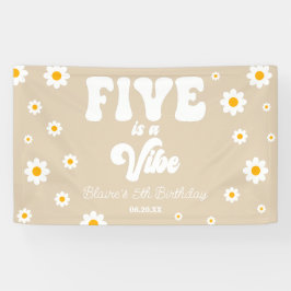 Daisy Flower Five is een vibe 5e verjaardagsfeestj Spandoek