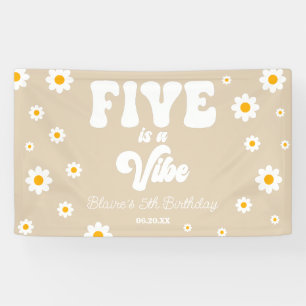 Daisy Flower Five is een vibe 5e verjaardagsfeestj Spandoek