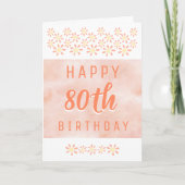 Daisy Flower Floral Waterverf 80th Birthday Kaart (Voorkant)