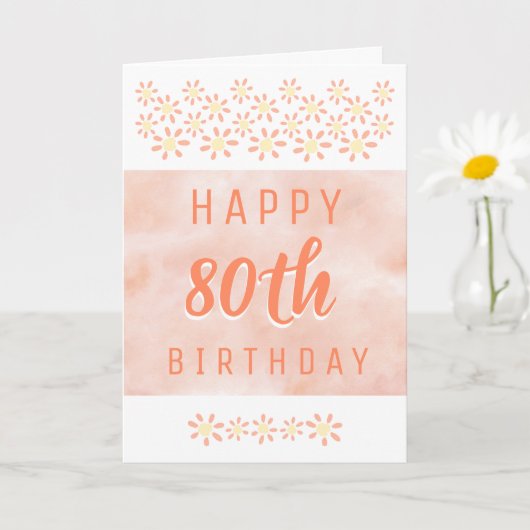 Daisy Flower Floral Waterverf 80th Birthday Kaart (Kleine Plant)