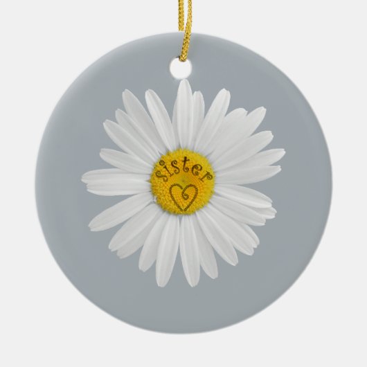 Daisy Flower for Sister Art past achtergrond aan Keramisch Ornament (Voorkant)