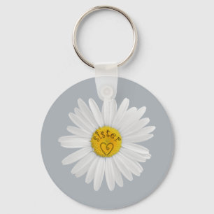 Daisy Flower for Sister Art past achtergrond aan Sleutelhanger