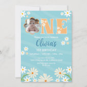 Daisy Flower Foto Een Meisje Daisy 1e Verjaardag Kaart (Voorkant)