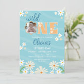 Daisy Flower Foto Een Meisje Daisy 1e Verjaardag Kaart (Staand voorkant)