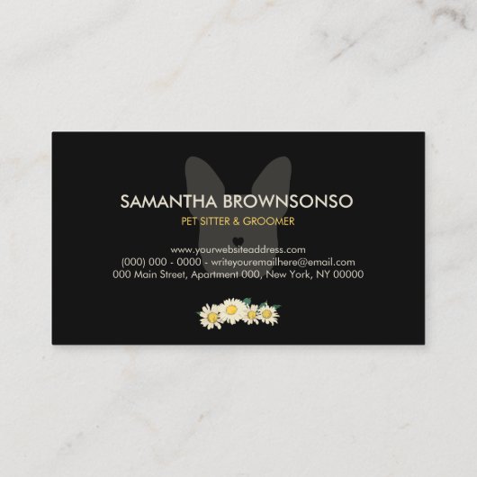 Daisy Flower French Bulldog | Cute Pet-Themed Visitekaartje (Achterkant)