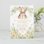 Daisy Flower Garden Bunny Rabbit Baby shower Kaart (Staand voorkant)