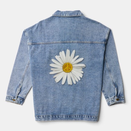Daisy Flower Geen Oorlog Inner Vredessymbool Teken Denim Jacket (Achterkant)