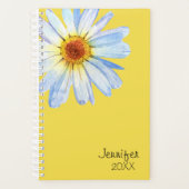 Daisy Flower Gepersonaliseerde Gele Trendy Custom Planner (Voorkant)