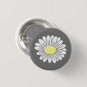 Daisy Flower Grey Button (Voorkant /achterkant)
