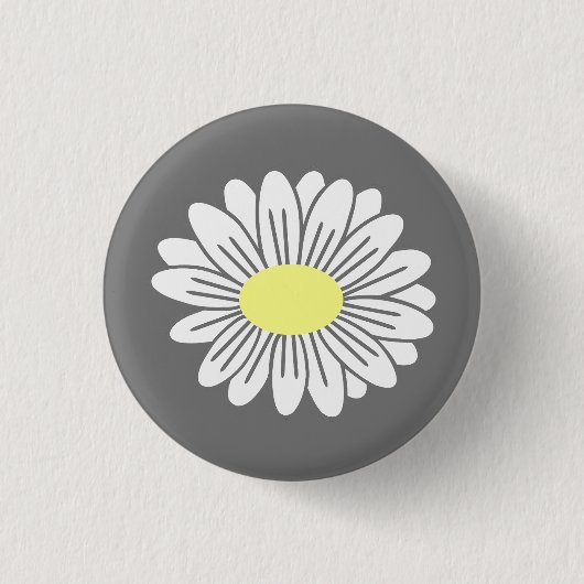Daisy Flower Grey Button (Voorkant)