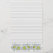 Daisy Flower Grey Stripe Lined Briefpapier (Voorkant)
