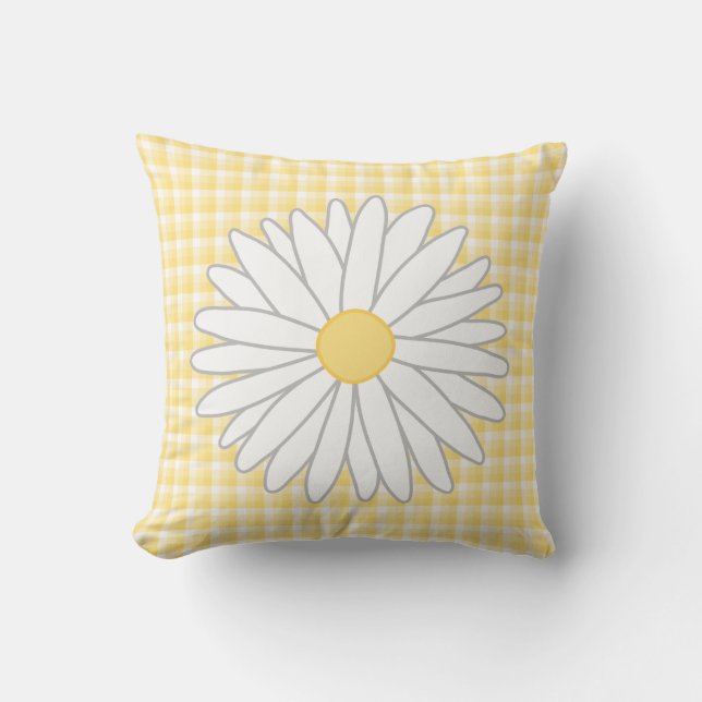 Daisy Flower in Yellow and White. Kussen (Voorkant)