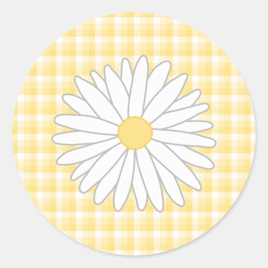 Daisy Flower in Yellow and White. Ronde Sticker (Voorkant)