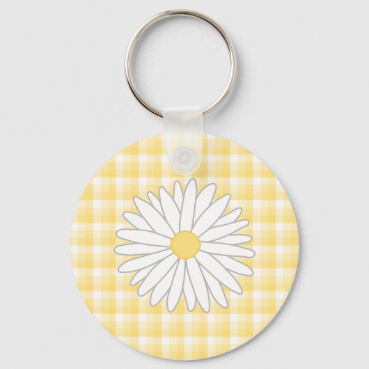 Daisy Flower in Yellow and White. Sleutelhanger (Voorkant)