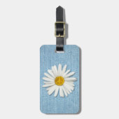 Daisy Flower Inner Peace Symbol Bleek Denim Lu Bagagelabel (Voorkant verticaal)