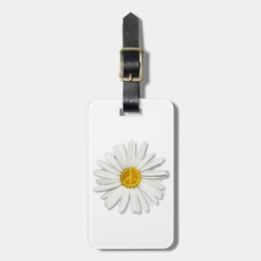 Daisy Flower Inner Peace Symbol Sign Love Hippie Bagagelabel (Voorkant verticaal)