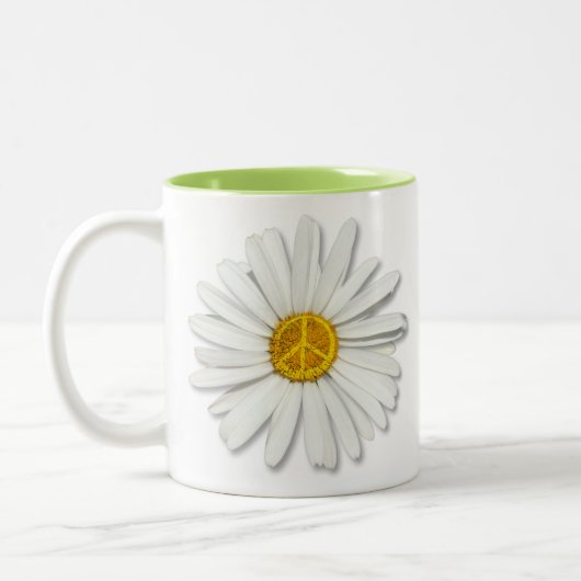 Daisy Flower Inner Peace Symbool Teken - Bloemenli Tweekleurige Koffiemok (Links)