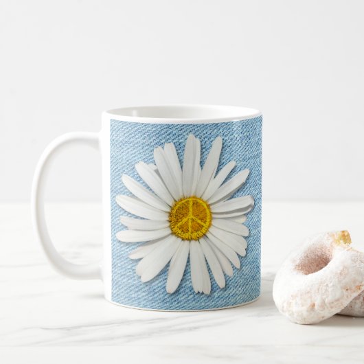 Daisy Flower Inner Peace Symbool Teken - Bord Deni Koffiemok (Met donut)