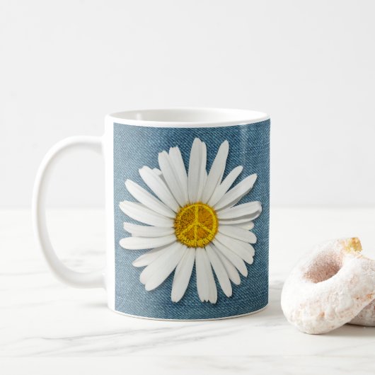 Daisy Flower Inner Vredessymbool teken Hippie Deni Koffiemok (Met donut)