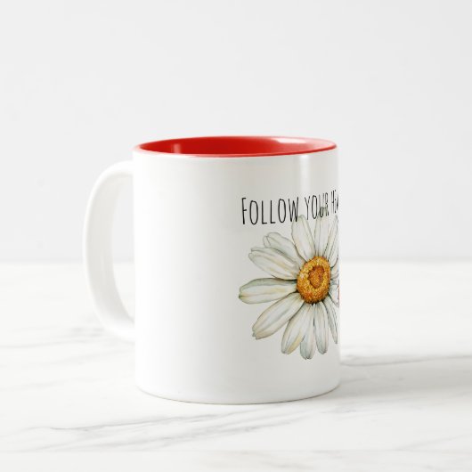 Daisy Flower Ladybug Tweekleurige Koffiemok (Voorkant links)