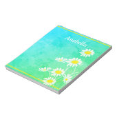 Daisy flower lijst op groene en gele achtergrond notitieblok (Linkerzijde)