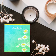 Daisy flower lijst op groene en gele achtergrond