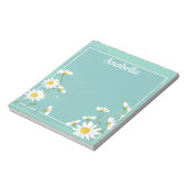 Daisy flower lijst op lichtgroene achtergrond notitieblok (Linkerzijde)