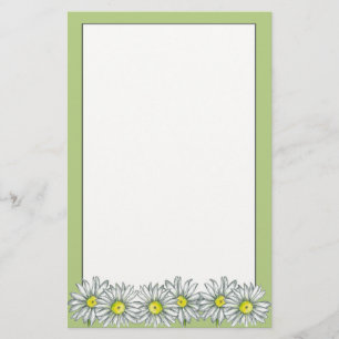 Daisy Flower Lime Green Letter Schrijfpapier Briefpapier