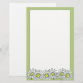 Daisy Flower Lime Green Letter Schrijfpapier Briefpapier (Voorkant / Achterkant)