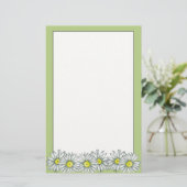 Daisy Flower Lime Green Letter Schrijfpapier Briefpapier (Staand voorkant)