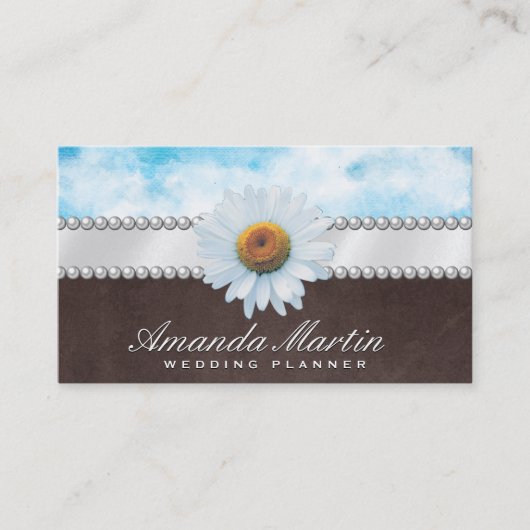 Daisy Flower | Lint en parels Visitekaartje (Voorkant)