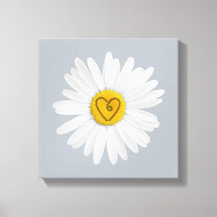 Daisy Flower Love Art past achtergrond aan Canvas Afdruk
